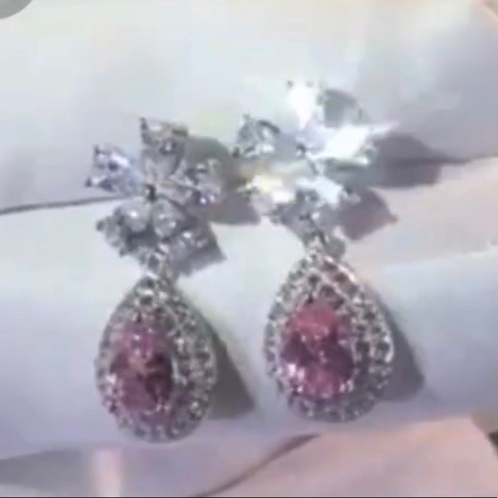 pink earrings. Never worn